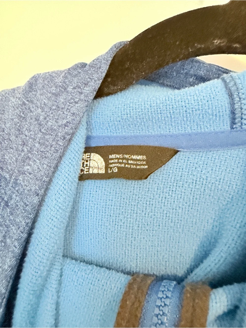The North Face Light Blue Hooded Full-Zip Jacket with Gray Accents